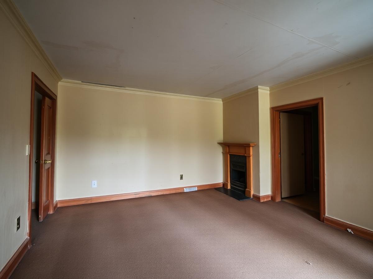 Sala antes de pintura y piso nuevo